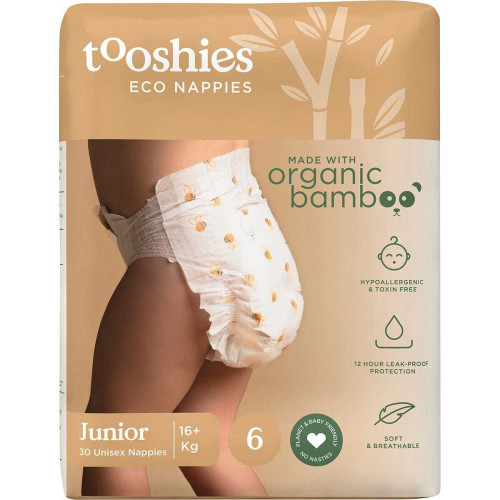 tooshies ECO Nappies Size 6 Junior 16kg+ 30pk